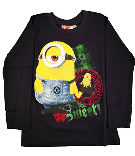 Camiseta Infantil Minions para niños Manga Larga (Talla 12, Azul)