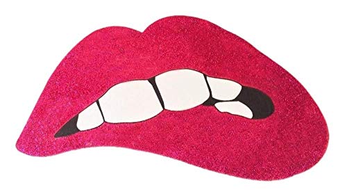 Camiseta Mujer - Boca - Labios - años 80 - Vintage - Manga Corta - Moda - Brillo - mordida - niña - Idea de Regalo - Color Blanco y Rojo - Talla m