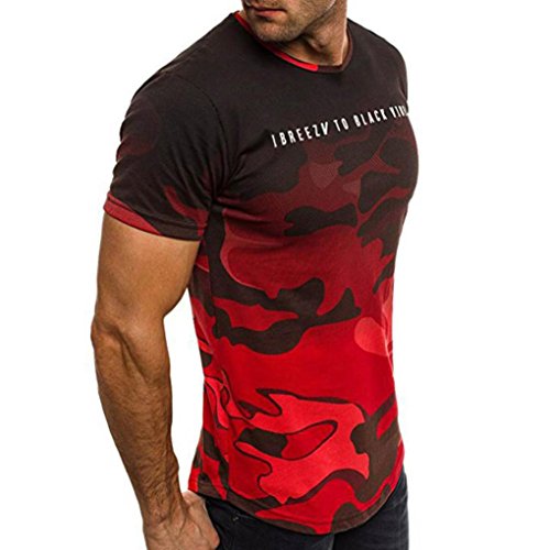 Camiseta para Hombre,VPASS Verano Manga Corta Impresión Camuflaje Moda Diario Slim Fit Casual T-Shirt Blusas Camisas Camiseta Jaspeada de Cuello Redondo Suave básica Camiseta Chándal de Hombres