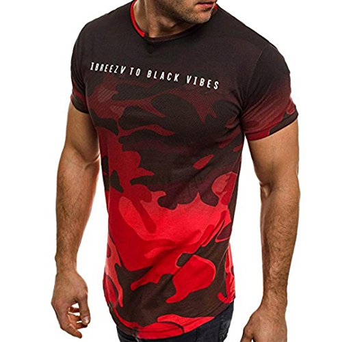 Camiseta para Hombre,VPASS Verano Manga Corta Impresión Camuflaje Moda Diario Slim Fit Casual T-Shirt Blusas Camisas Camiseta Jaspeada de Cuello Redondo Suave básica Camiseta Chándal de Hombres
