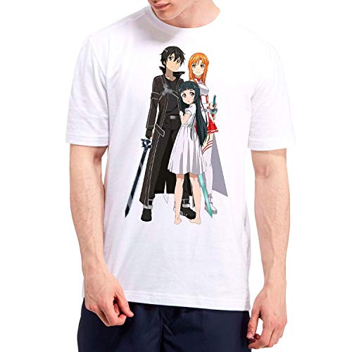 Camiseta Serie Manga y Anime Hombre - Unisex Sword Art Online, Sao (Blanco, XXL)