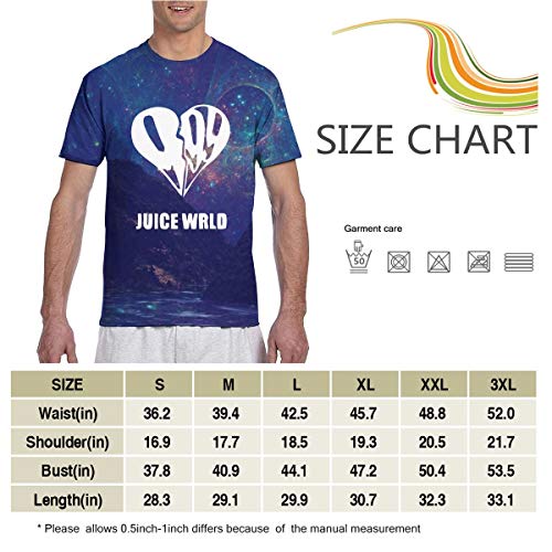 Camisetas de los Hombres Juice-Wrld Camiseta Deportiva de Manga Corta Estampada en 3D Camiseta Informal de Verano Camisetas con Cuello Redondo XXL