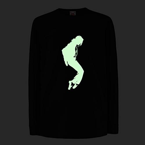 Camisetas de Manga Larga para Niño Me Encanta MJ - Ropa de Club de Fans, Ropa de Concierto (14-15 Years Negro Fluorescente)