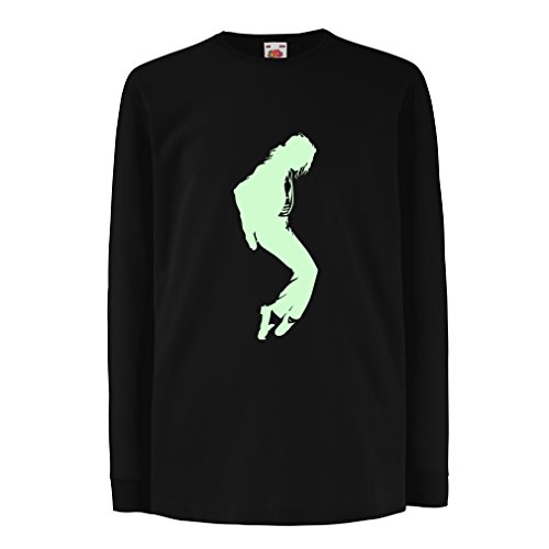 Camisetas de Manga Larga para Niño Me Encanta MJ - Ropa de Club de Fans, Ropa de Concierto (14-15 Years Negro Fluorescente)