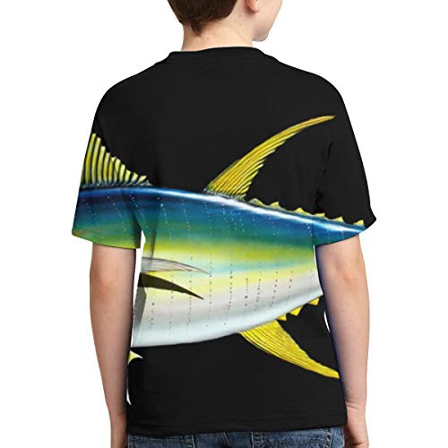 Camisetas para niños Blue Tuna Fish Camiseta de Cuello Redondo estándar de Manga Corta para niños