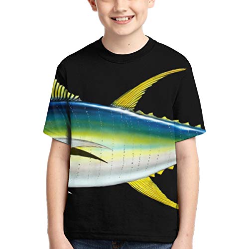 Camisetas para niños Blue Tuna Fish Camiseta de Cuello Redondo estándar de Manga Corta para niños