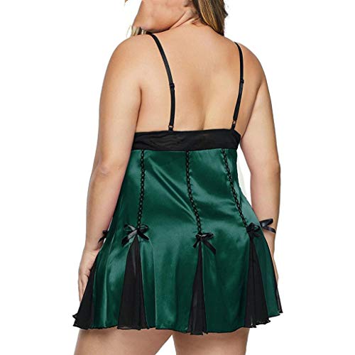 Camisón de verano de las mujeres de encaje bowknot ropa de dormir más tamaño Nighty con calzoncillos