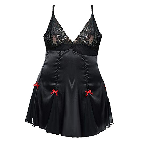 Camisón de verano de las mujeres de encaje bowknot ropa de dormir más tamaño Nighty con calzoncillos