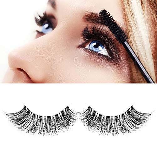 Canvalite 3D Pestañas postizas Pestañas flexibles naturales livianas Pestañas Wispies 5 París con clip para pestañas y 10 piezas Cepillos de pestañas desechables