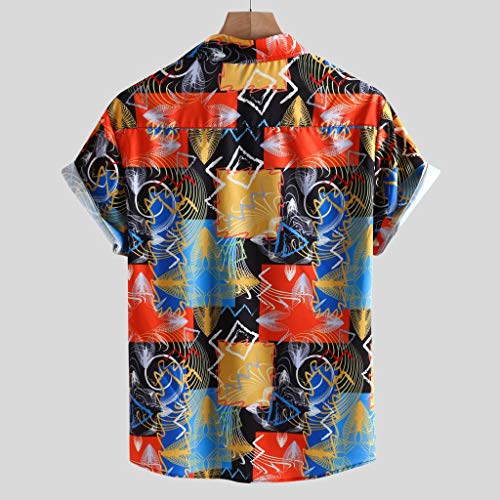 CAOQAO Ropa de Hombre Camisa Hawaiana Verano Manga Corta Ajuste Suelto Transpirable Blusa Estampada Funky 12 Colores