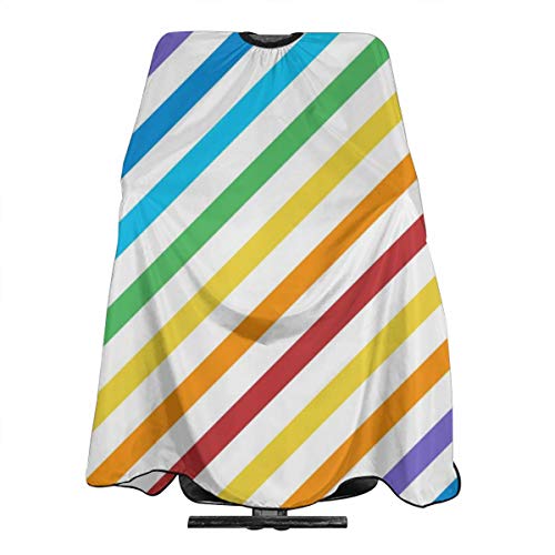 Capa de peluquería con diseño de rayas diagonales, sin costuras, con cierre a presión para corte de pelo, estilo y champú, 55 x 66 pulgadas