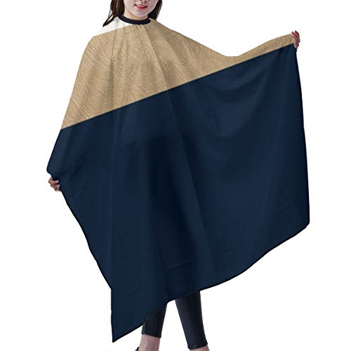 Capa profesional de peluquería de color azul marino y dorado sintético, delantal de corte de pelo de poliéster para peluquería, peluqueros y barberos para hombres y mujeres, 55 x 66 pulgadas