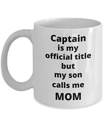 Capitán mamá hijo taza de café divertida idea de regalo para mujer ejército armada marina marina fuerza aérea bomberos oficial promoción día de las madres cumpleaños