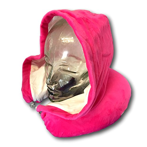 Capucha con cojín cervical, de Ekna, almohada de viaje, con capucha en gris, negro o rosa, la espuma memory + máscara de dormir + tapones