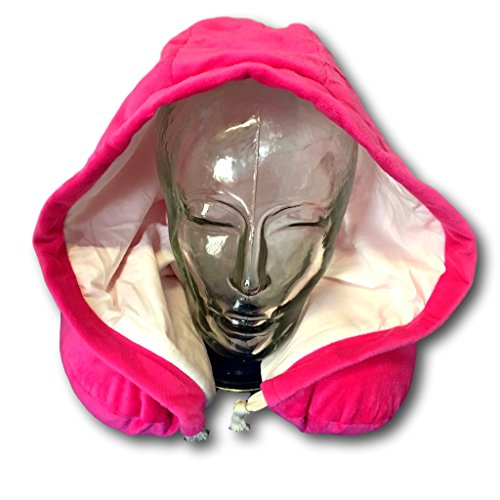 Capucha con cojín cervical, de Ekna, almohada de viaje, con capucha en gris, negro o rosa, la espuma memory + máscara de dormir + tapones