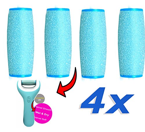 Carolina Meyer® Set de 4 Rodillos Lijadores Extrarrugosos para Recambio Compatible de Scholl Wet & Dry/Scholl Velvet Smooth