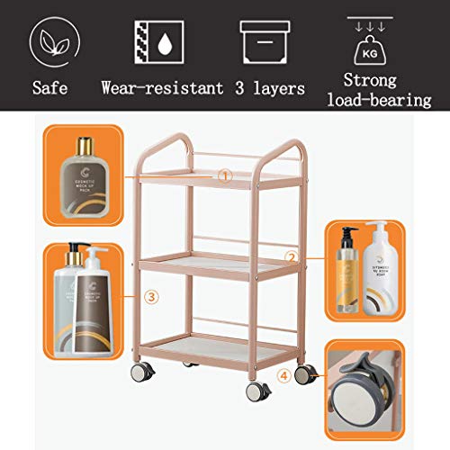 Carro de Servicio de Salón Carrito de Almacenamiento Carro Ultrafino de Viga Oblicua 3 Capas Ancho 51 X Profundidad 34 X Altura 85CM con Ruedas de Freno Compartimento de Almacenamiento Fácil de Mont