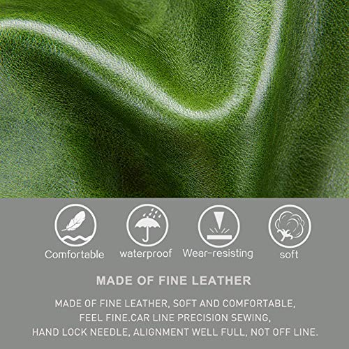 Cartera Mujer, Cuero, Vendimia, Diseño Mano, Posición De Múltiples Tarjetas, Monedero Zip, Bolsillo para Teléfono Celular, 19.5 * 9.5 * 2.5cm (Green)