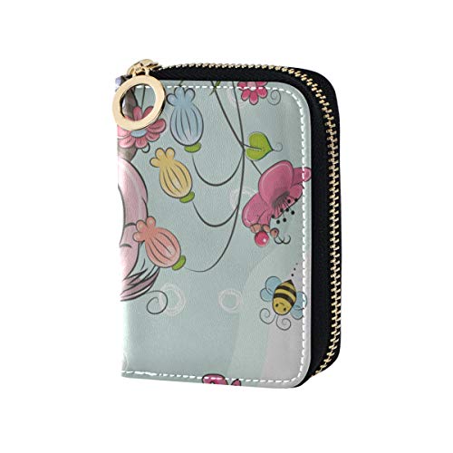 Cartera Tarjetero Lindo Animal de Dibujos Animados en un Prado Tarjetero para Hombre Piel sintética Cremallera Alrededor Monedero para Tarjeta de crédito de tamaño Compacto para Mujeres Señoras Niñas