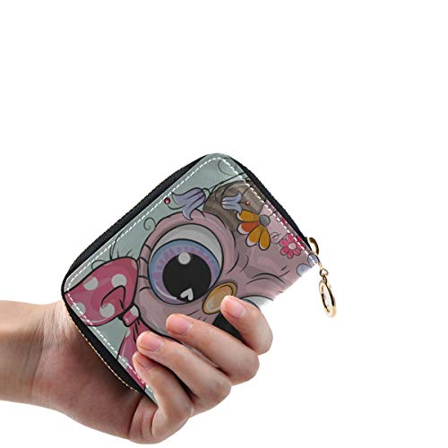 Cartera Tarjetero Lindo Animal de Dibujos Animados en un Prado Tarjetero para Hombre Piel sintética Cremallera Alrededor Monedero para Tarjeta de crédito de tamaño Compacto para Mujeres Señoras Niñas