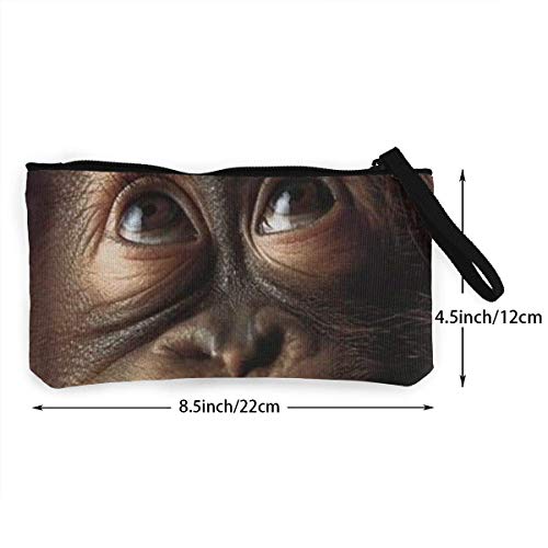 Cartera unisex, monedero, monedero de lona en efectivo, gran cara Smilling Orangutan impresión bolsa de maquillaje cremallera monedero pequeño