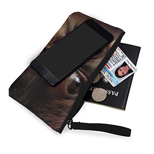Cartera unisex, monedero, monedero de lona en efectivo, gran cara Smilling Orangutan impresión bolsa de maquillaje cremallera monedero pequeño