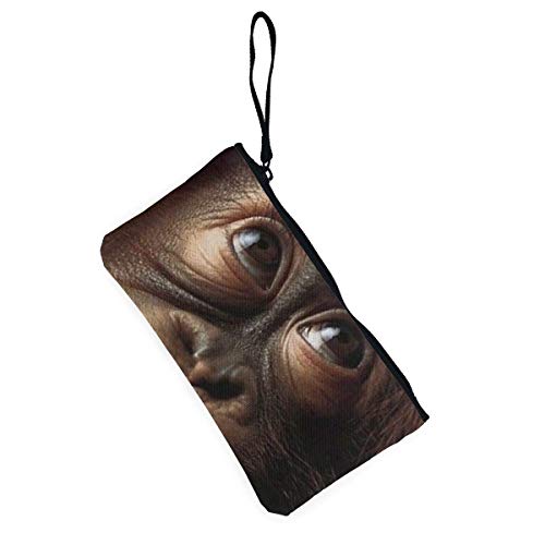 Cartera unisex, monedero, monedero de lona en efectivo, gran cara Smilling Orangutan impresión bolsa de maquillaje cremallera monedero pequeño