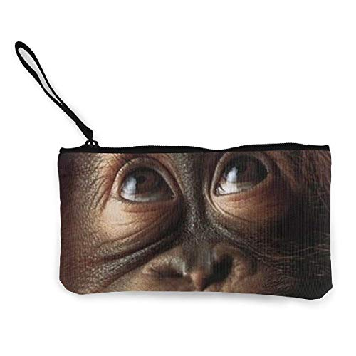 Cartera unisex, monedero, monedero de lona en efectivo, gran cara Smilling Orangutan impresión bolsa de maquillaje cremallera monedero pequeño