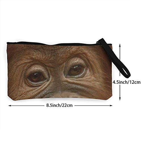 Cartera unisex, monedero, monedero de lona, monedero de efectivo, cara grande Teech Orangutan impresión bolsa de maquillaje cremallera monedero pequeño