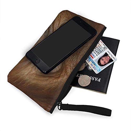 Cartera unisex, monedero, monedero de lona, monedero de efectivo, cara grande Teech Orangutan impresión bolsa de maquillaje cremallera monedero pequeño