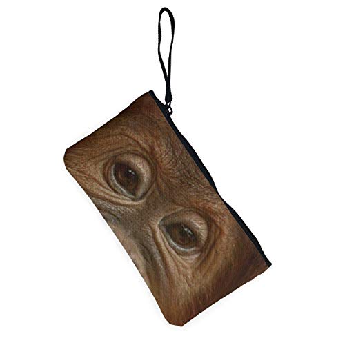 Cartera unisex, monedero, monedero de lona, monedero de efectivo, cara grande Teech Orangutan impresión bolsa de maquillaje cremallera monedero pequeño
