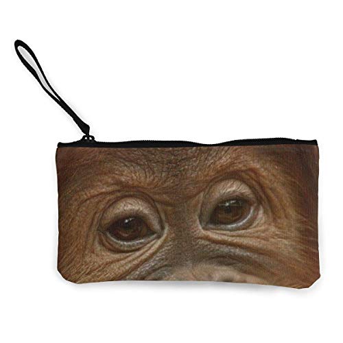 Cartera unisex, monedero, monedero de lona, monedero de efectivo, cara grande Teech Orangutan impresión bolsa de maquillaje cremallera monedero pequeño