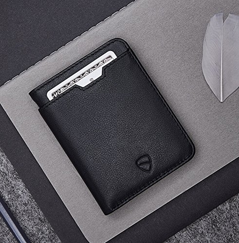 Cartera Vaultskin City con protección para Tarjetas RFID - Cuero Italiano Espacio para 9 Tarjetas y Dinero en Efectivo (Negro)