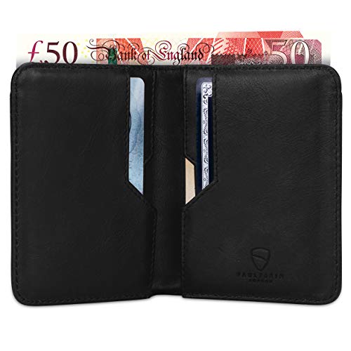 Cartera Vaultskin City con protección para Tarjetas RFID - Cuero Italiano Espacio para 9 Tarjetas y Dinero en Efectivo (Negro)