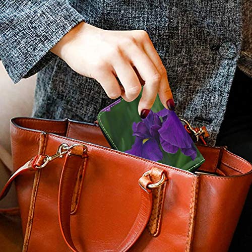 Carteras con Tarjetero Flor de Iris floreciente en un Prado Cartera con Tarjeta de crédito Monedero Cuero de la PU Cremallera Alrededor Tamaño Compacto Cartera de Tarjeta Delgada para Mujeres Señoras
