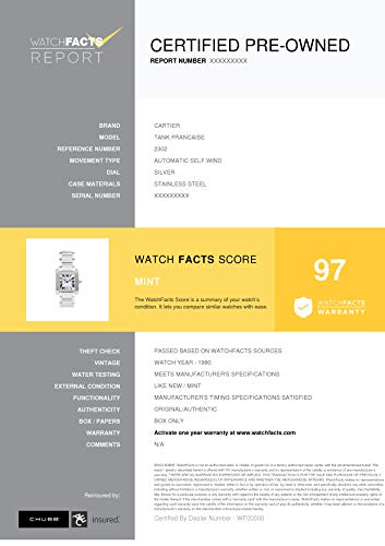 Cartier Tank Francaise Automatic-self-Wind 2302 - Reloj de pulsera para hombre (certificado prepropietario)