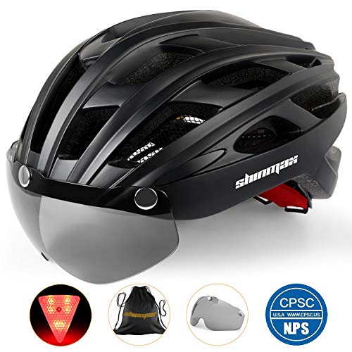 Casco bicicleta/Casco Bicic con luz,Certificado CE, casco bicicleta adulto con Visera Magnética Desmontable Gafas de Protección Super Light Casco Integral de Bicicleta Skateboarding Ski & Snowboard