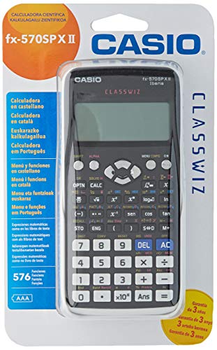 Casio FX-570SPXII- Calculadora científica, Recomendada para el curriculum español y portugués, 576 funciones, color gris/blanco
