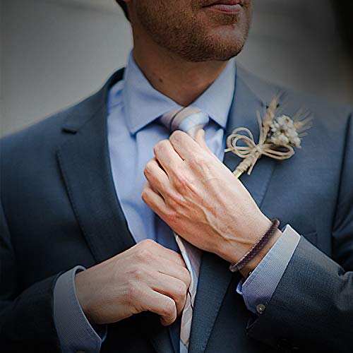 Casisto.J Pulsera cuero hombre - Pulsera trenzada hecha a mano clásica en negro y marrón con cierre magnético grabado Joyas gratis en caja (marrón, 20)