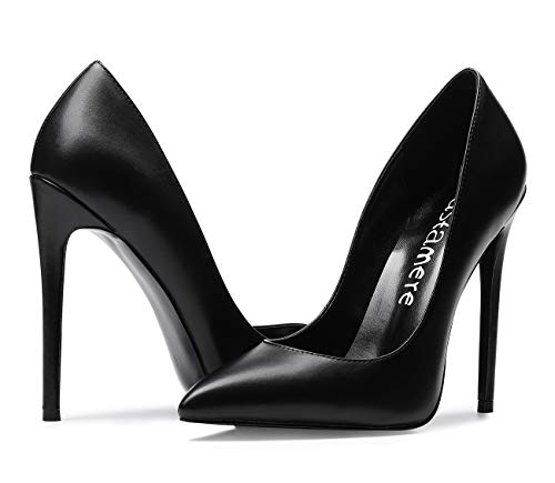 CASTAMERE Mujer Zapatos de Tacón Zapatos Mujer Tacon Fiesta Sexy Clásico Stilettos High Heels Forro Negro Zapatos Tacones Altos 12cm PU Negro EU 39