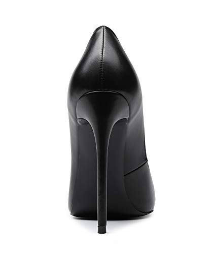 CASTAMERE Mujer Zapatos de Tacón Zapatos Mujer Tacon Fiesta Sexy Clásico Stilettos High Heels Forro Negro Zapatos Tacones Altos 12cm PU Negro EU 39