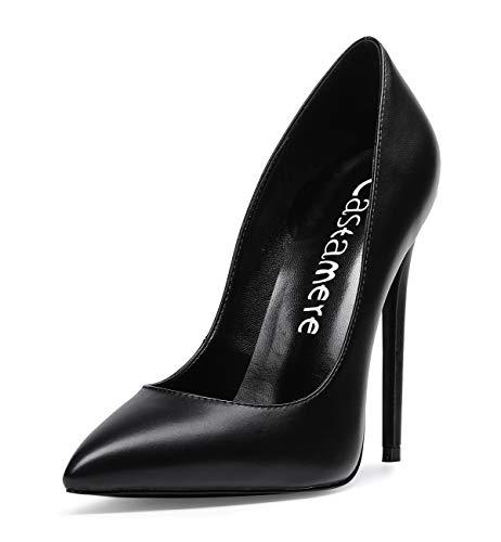 CASTAMERE Mujer Zapatos de Tacón Zapatos Mujer Tacon Fiesta Sexy Clásico Stilettos High Heels Forro Negro Zapatos Tacones Altos 12cm PU Negro EU 39