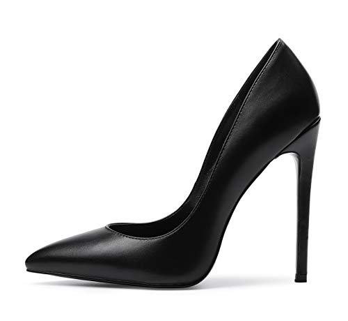 CASTAMERE Mujer Zapatos de Tacón Zapatos Mujer Tacon Fiesta Sexy Clásico Stilettos High Heels Forro Negro Zapatos Tacones Altos 12cm PU Negro EU 39