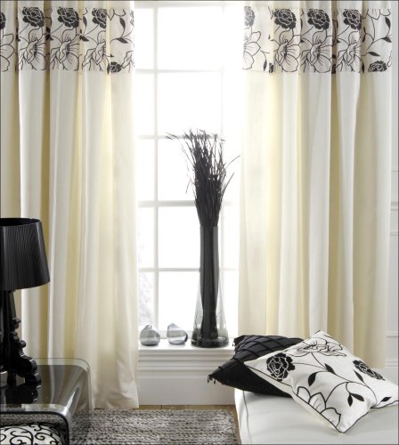 Catherine Lansfield LUXUS cortinas (117 cm x 183 cm) 46 x 182,88 cm Chloe (Valencia) negro-blanco