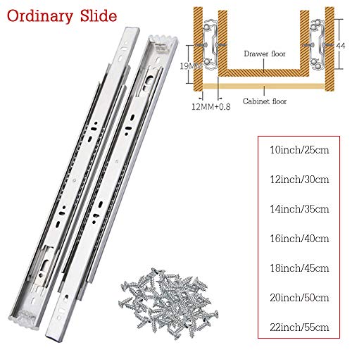 CDDQ Capacidad de 200 lbs con cierre automático y amortiguación, 25 cm, 30 cm, 35 cm, 40 cm, 45 cm, 50 cm, 55 cm., guía, Ordinary Slide, 20inch/50cm