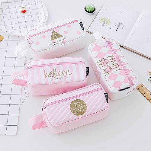 Cdet 1x Lona creativa lindo estuche de lápices bolsa de cosméticos bolsa de maquillaje de moda con papelería estudiante bolsa de almacenamiento caja de lápices de gran capacidad
