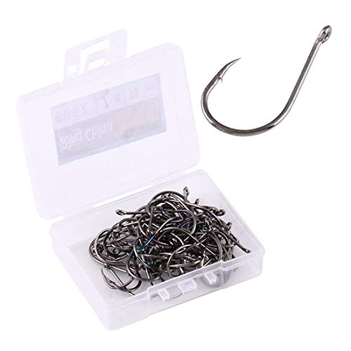 Cebo de Pesca Gancho Mar Pesca Gancho, Gancho de Alta Anillo de Acero al Carbono Gancho Super Sharp Negro Barb Gancho de Pesca de Agua Dulce Agua Salada Accesorios de Pesca 7# 70 (PCS) Sola Caja de a