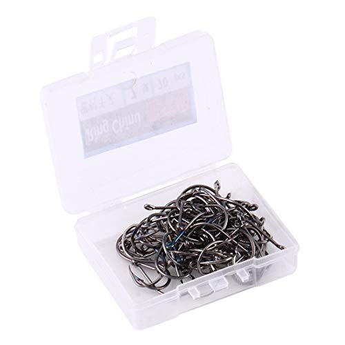 Cebo de Pesca Gancho Mar Pesca Gancho, Gancho de Alta Anillo de Acero al Carbono Gancho Super Sharp Negro Barb Gancho de Pesca de Agua Dulce Agua Salada Accesorios de Pesca 7# 70 (PCS) Sola Caja de a