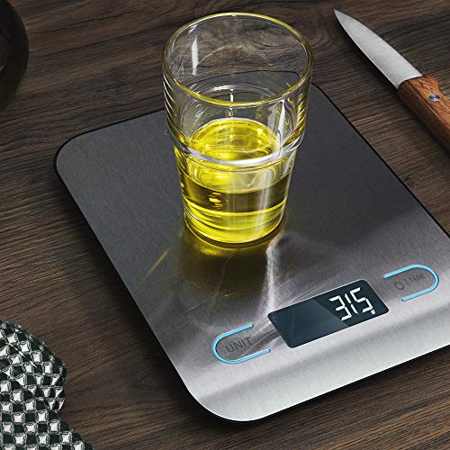 Cecotec Báscula de Cocina Digital Cook Control 8000. Alta precisión, Acero Inoxidable, Diseño Extraplano, Pantalla LCD Retroiluminada, Capacidad Máxima 5 Kg con Precisión de 1 g