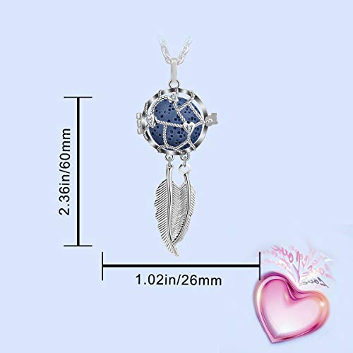CELESTIA Collares de Aromaterapia, Mujeres Collares de Aceite Esencial Difusor, Plateado Colgante de Atrapasueños Medallón con 7 Piedras de Lava, 24" Cadena, Regalos Aroma Amantes, Joyería